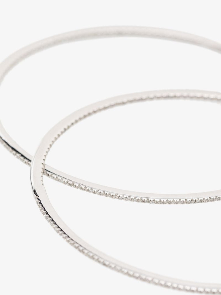 14k White Gold Drd Large Hoop Diamond Earrings
