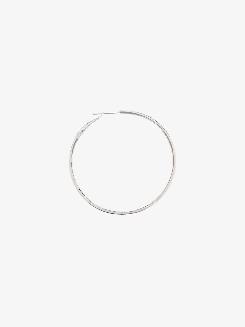 14k White Gold Drd Large Hoop Diamond Earrings