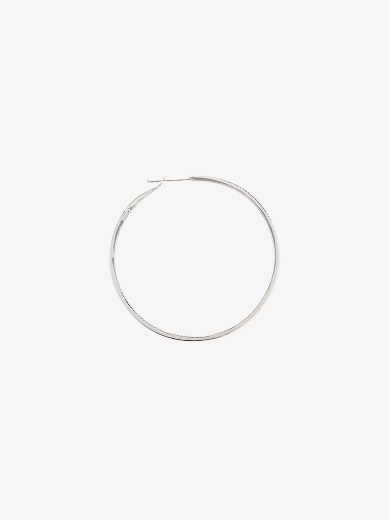 14k White Gold Drd Large Hoop Diamond Earrings