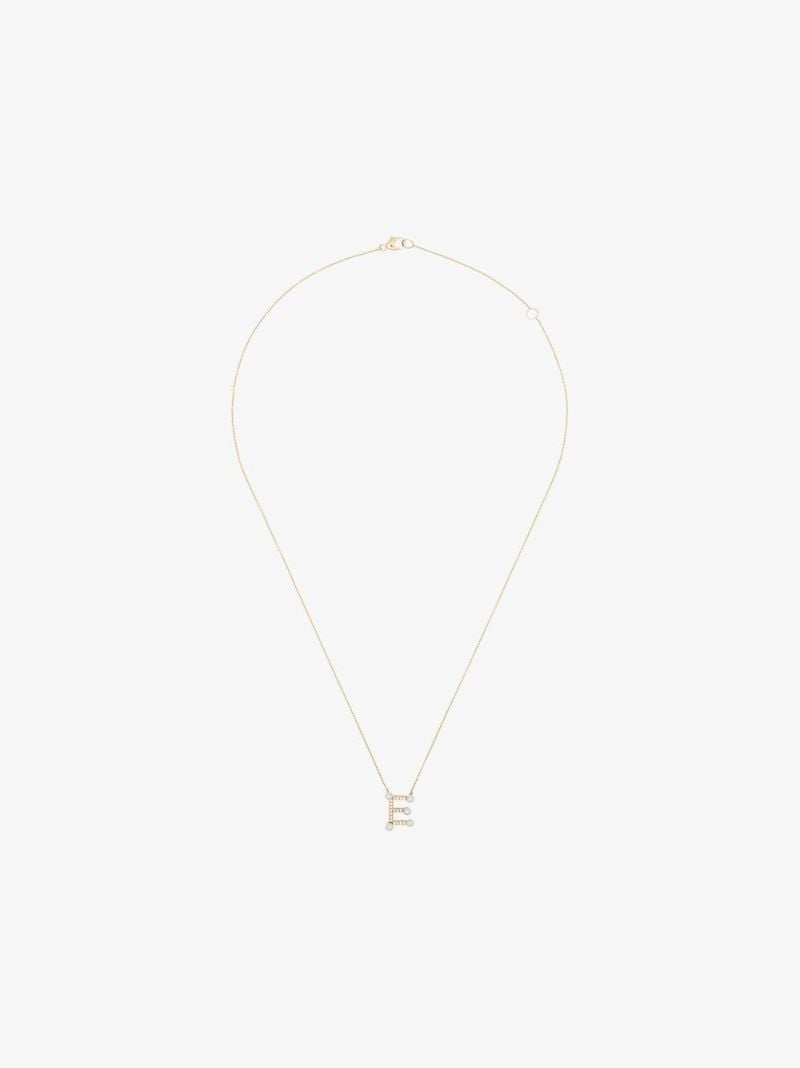 14k Yellow Gold Pearl Ivy E Initial Necklace