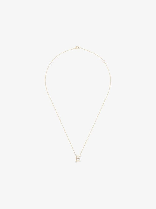 14k Yellow Gold Pearl Ivy E Initial Necklace