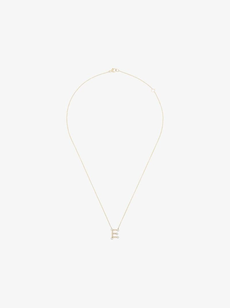 14k Yellow Gold Pearl Ivy E Initial Necklace