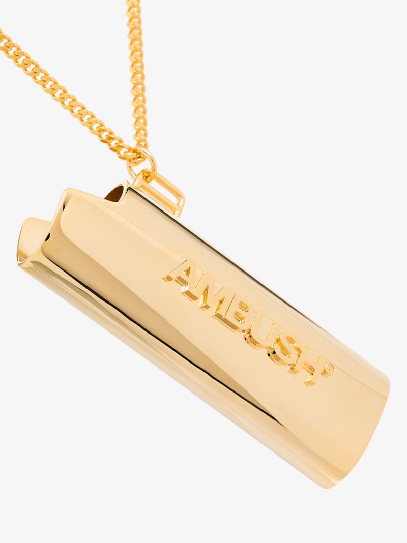 Gold Tone Large Lighter Case Necklace