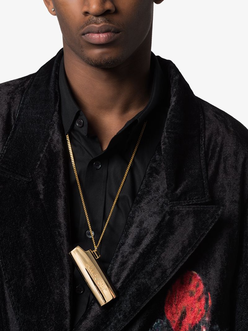 Gold Tone Large Lighter Case Necklace