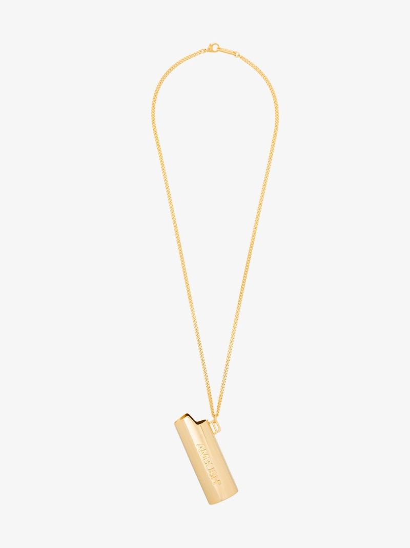 Gold Tone Large Lighter Case Necklace
