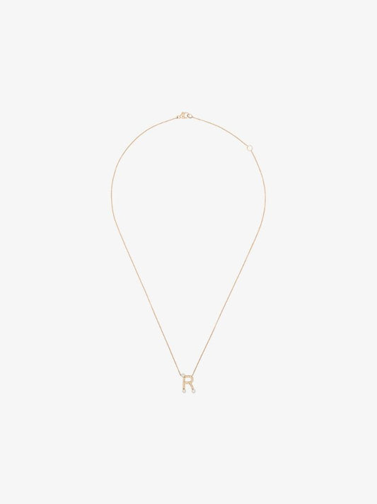 14k Rose Gold Pearl Ivy R Initial Necklace