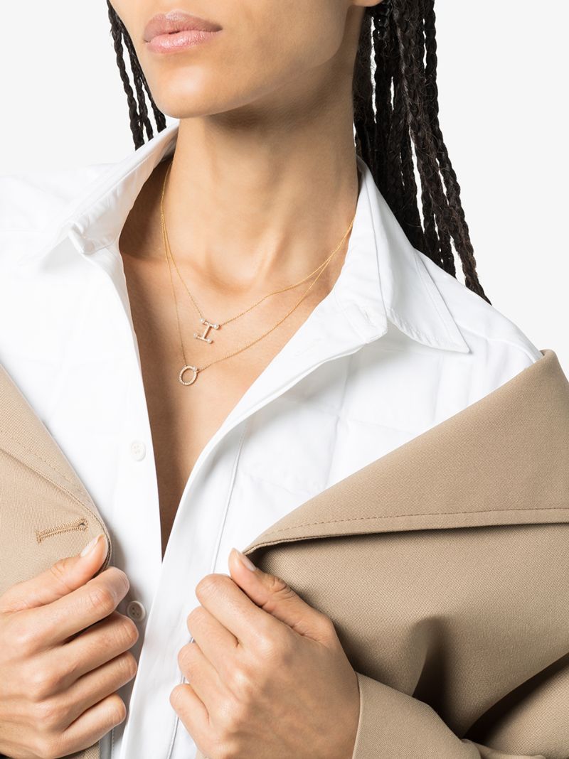 14k Yellow Gold Pearl Ivy I Initial Necklace