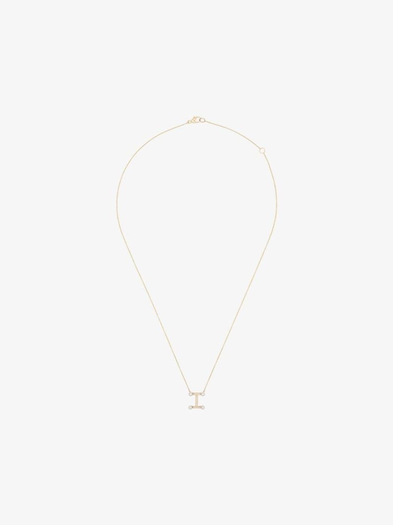 14k Yellow Gold Pearl Ivy I Initial Necklace