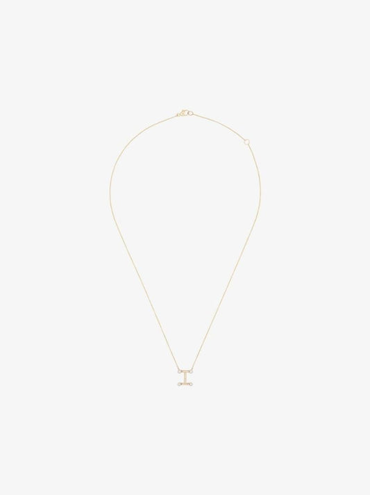14k Yellow Gold Pearl Ivy I Initial Necklace