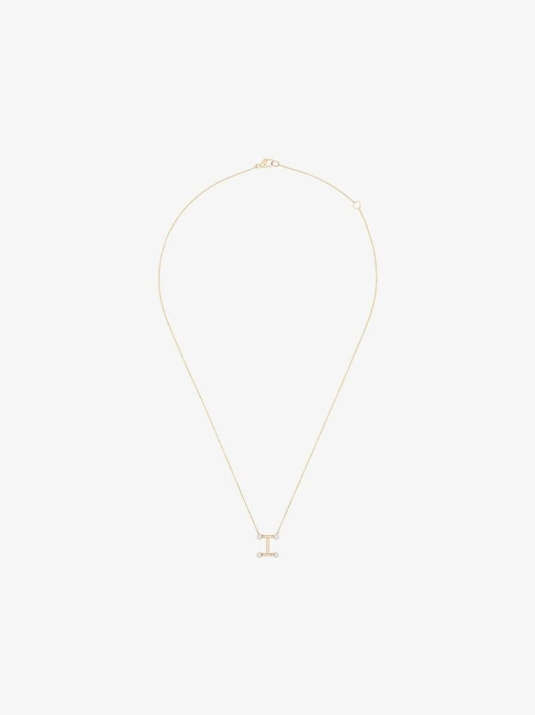 14k Yellow Gold Pearl Ivy I Initial Necklace