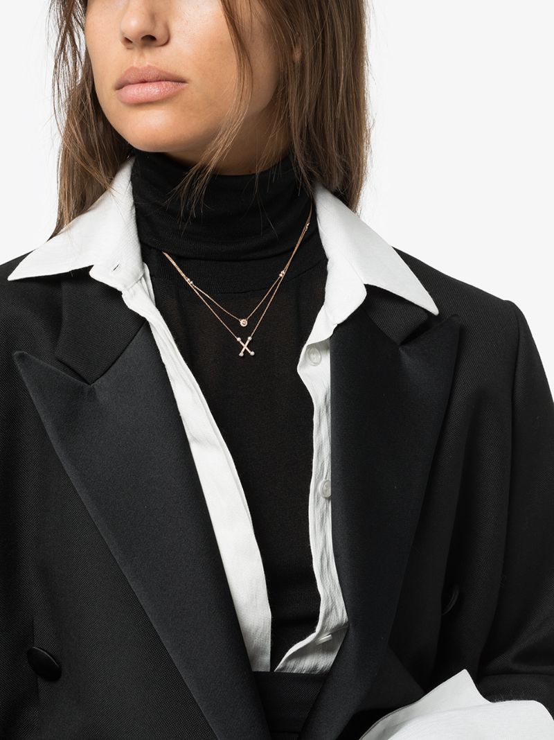 14k Rose Gold Pearl Ivy X Initial Necklace