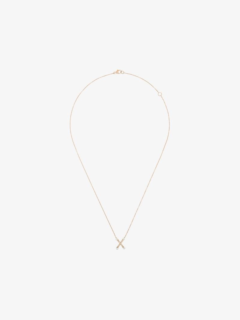 14k Rose Gold Pearl Ivy X Initial Necklace
