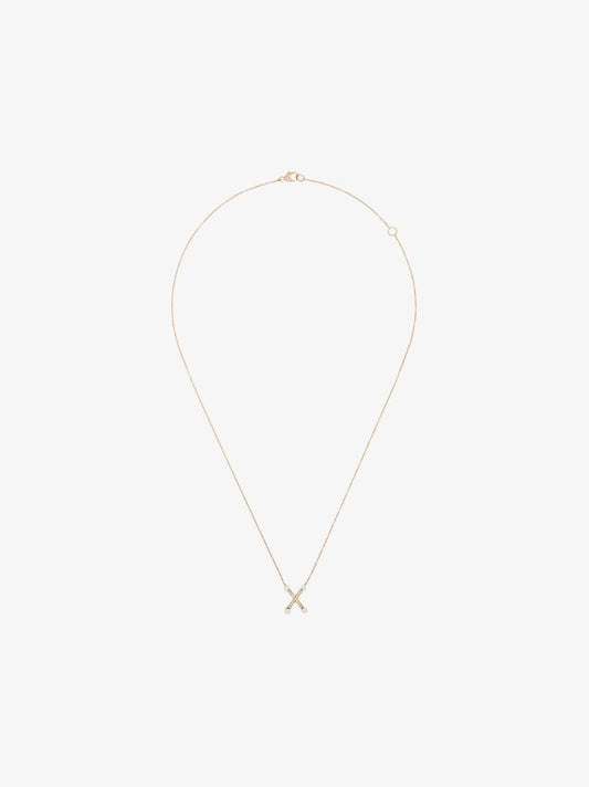 14k Rose Gold Pearl Ivy X Initial Necklace