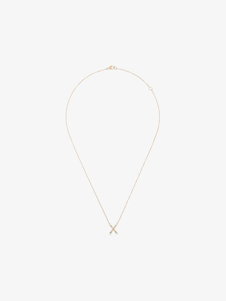 14k Rose Gold Pearl Ivy X Initial Necklace