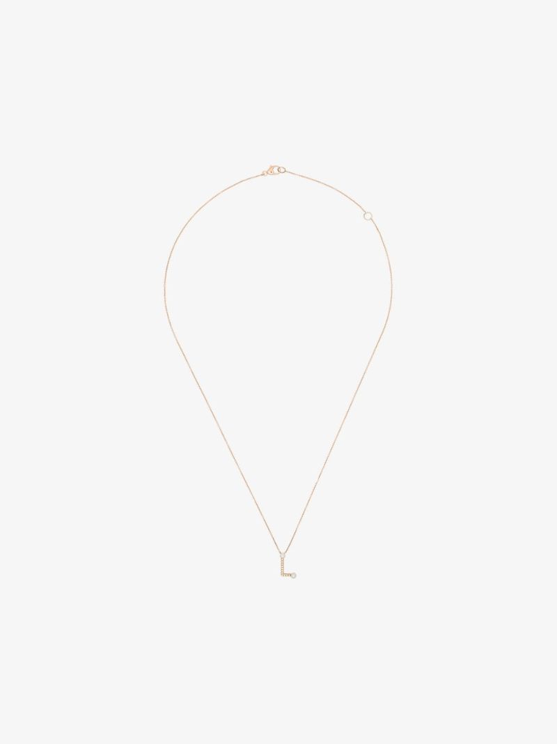 14k Rose Gold Pearl Ivy L Initial Necklace
