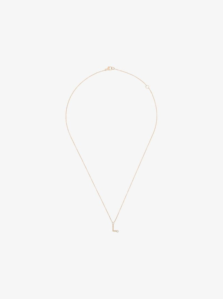 14k Rose Gold Pearl Ivy L Initial Necklace