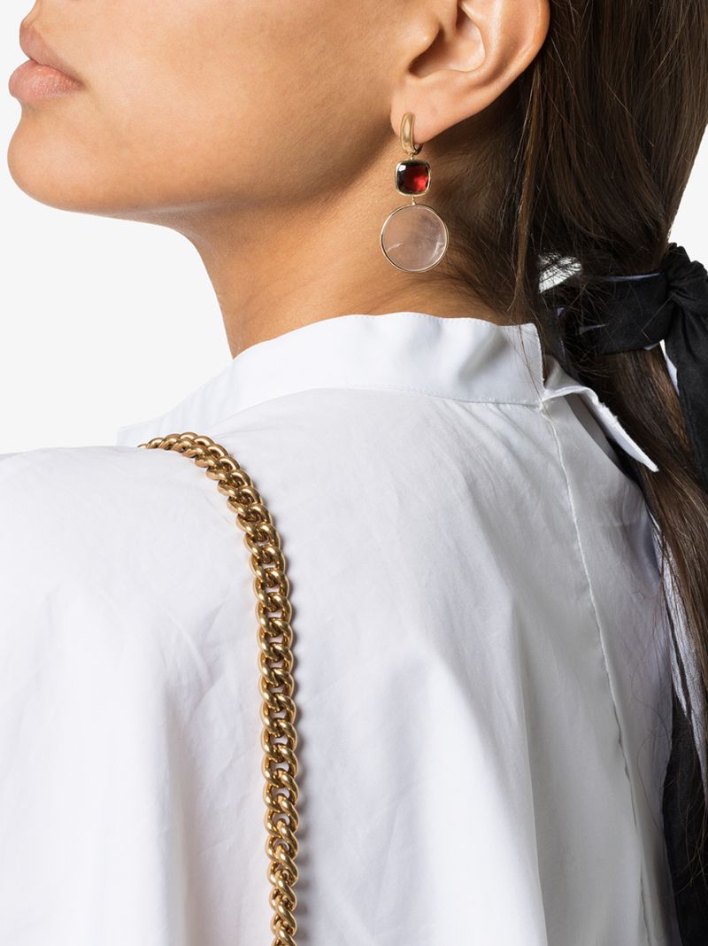 14k Yellow Gold Garnet and Pearl Earring Charm