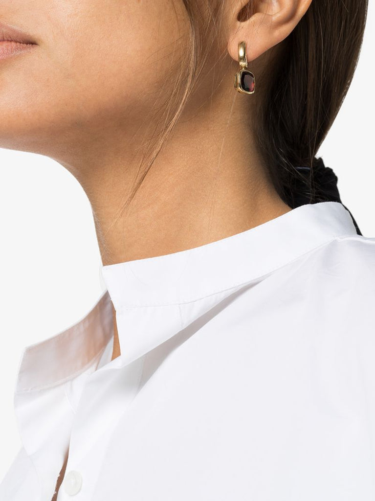 14k Yellow Gold Garnet and Pearl Earring Charm