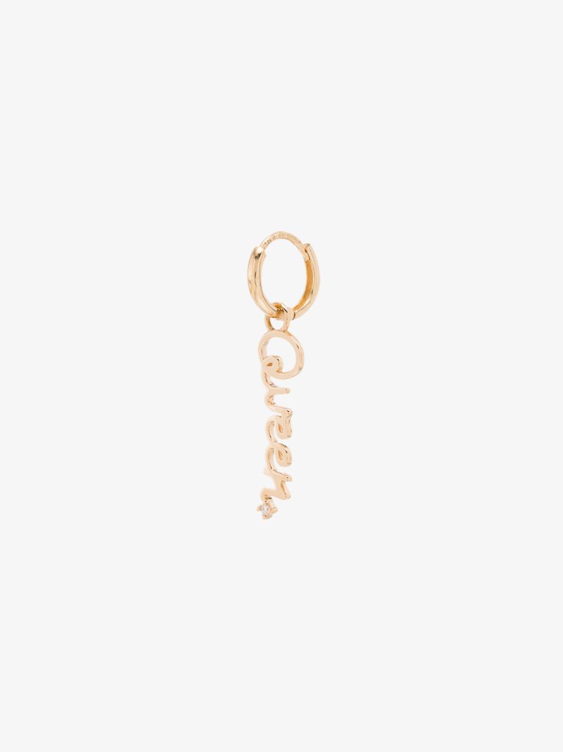 14k Yellow Gold Queen Diamond Single Huggie Earring