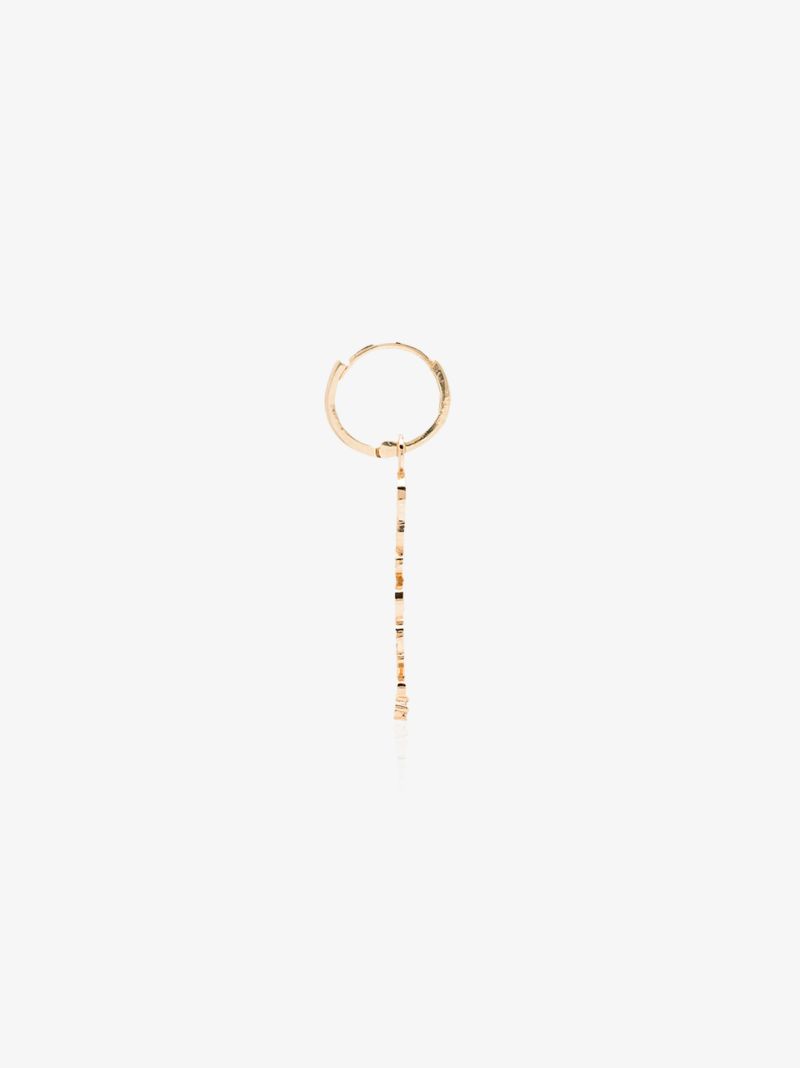 14k Yellow Gold Queen Diamond Single Huggie Earring