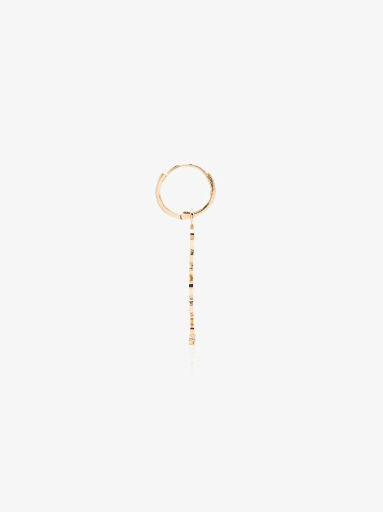 14k Yellow Gold Queen Diamond Single Huggie Earring