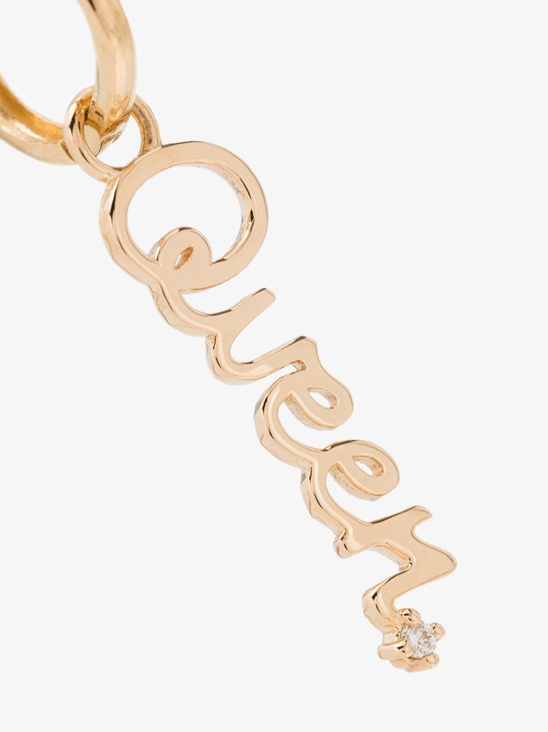 14k Yellow Gold Queen Diamond Single Huggie Earring