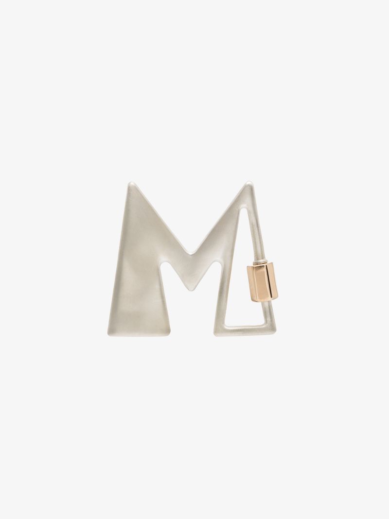Sterling Silver and 14k Yellow Gold Large M Lock Charm