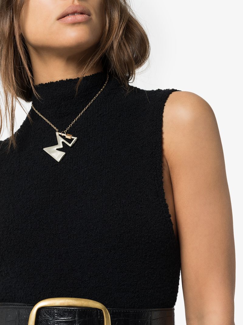 Sterling Silver and 14k Yellow Gold Large M Lock Charm