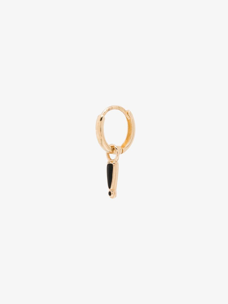 14k Yellow Gold Exclamation Single Huggie Earring