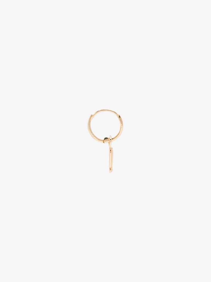14k Yellow Gold Exclamation Single Huggie Earring