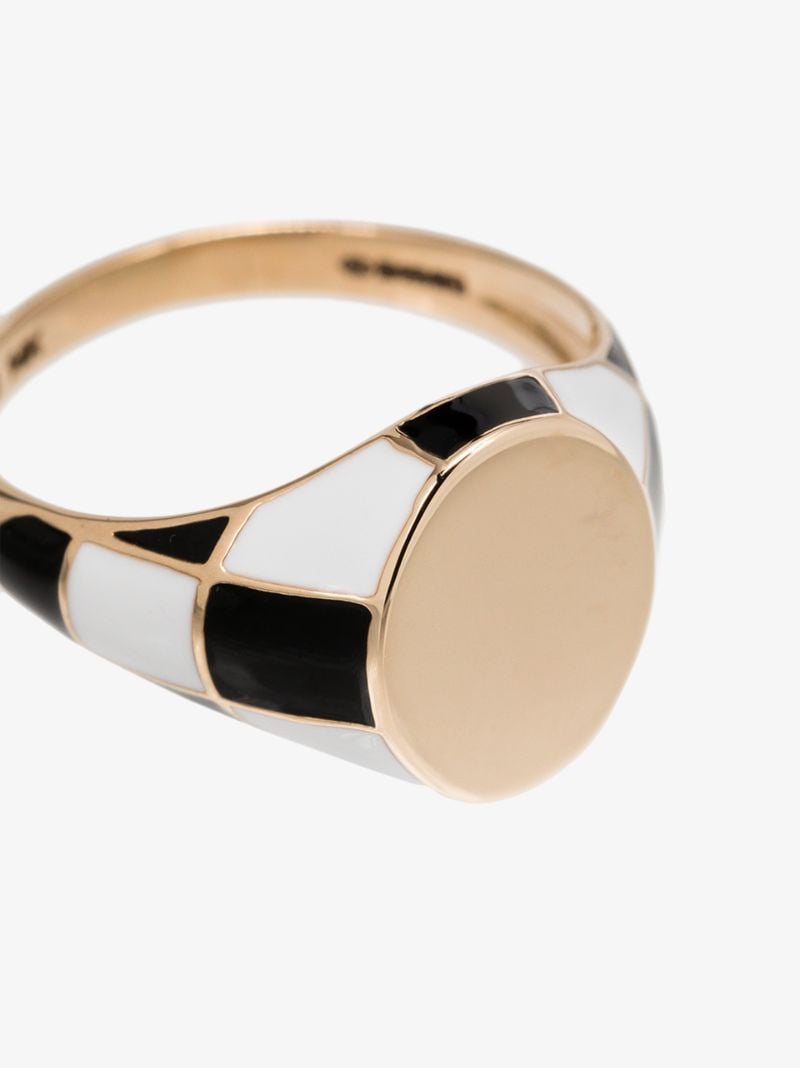 14k Yellow Gold Checker Signet Ring