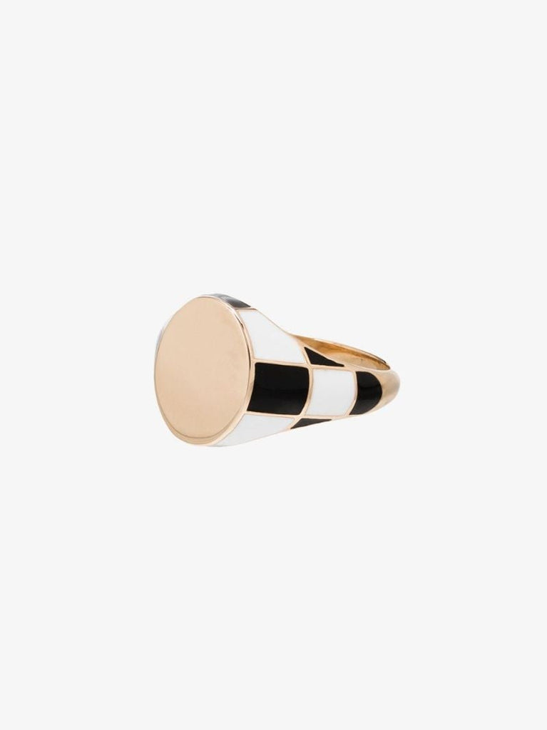 14k Yellow Gold Checker Signet Ring