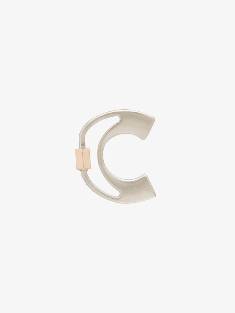 Sterling Silver and 14k Yellow Gold Large C Lock Charm