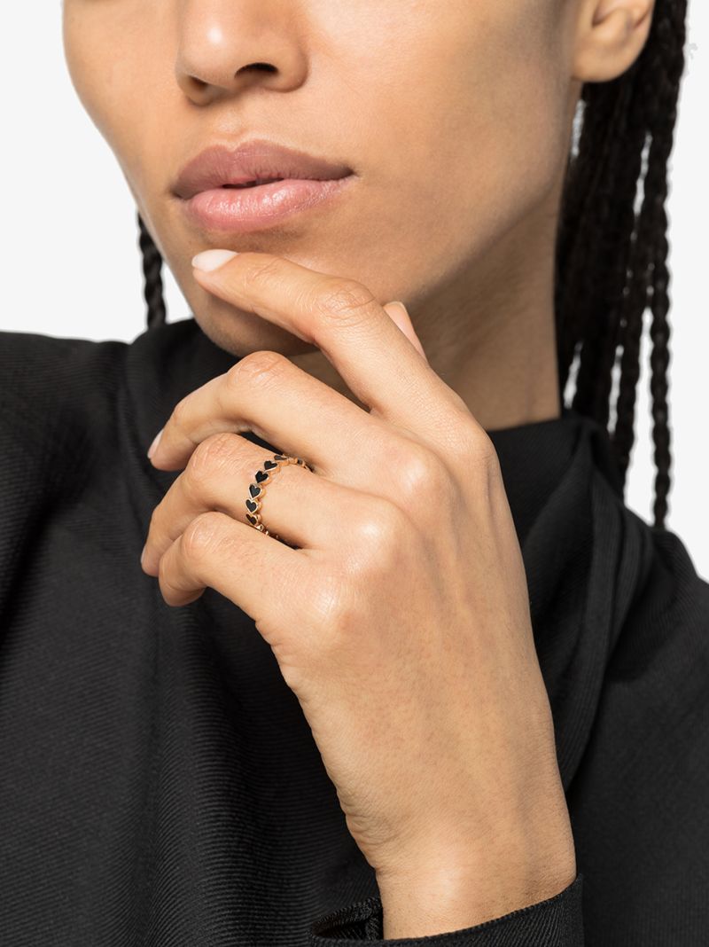 14k Yellow Gold Heart Stack Ring