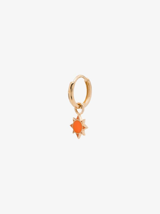 14k Yellow Gold Sun Single Huggie Earring