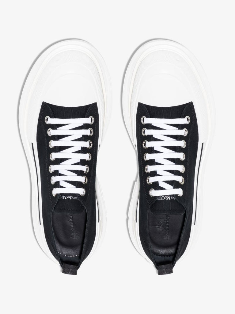 Black and White Tread Slick Sneakers