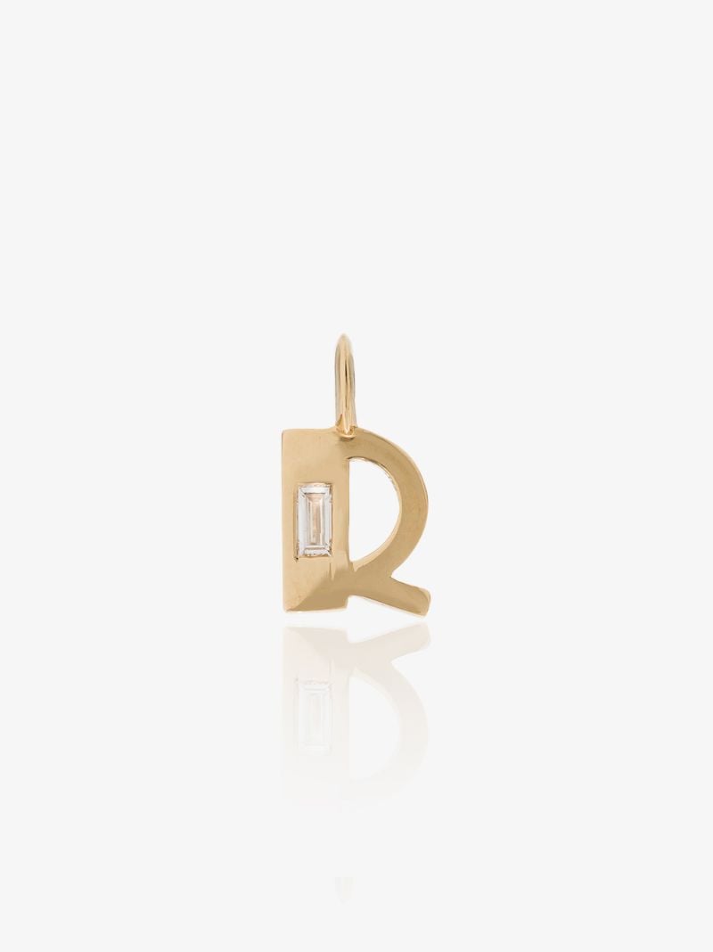 18k Yellow Gold R Initial Diamond Charm