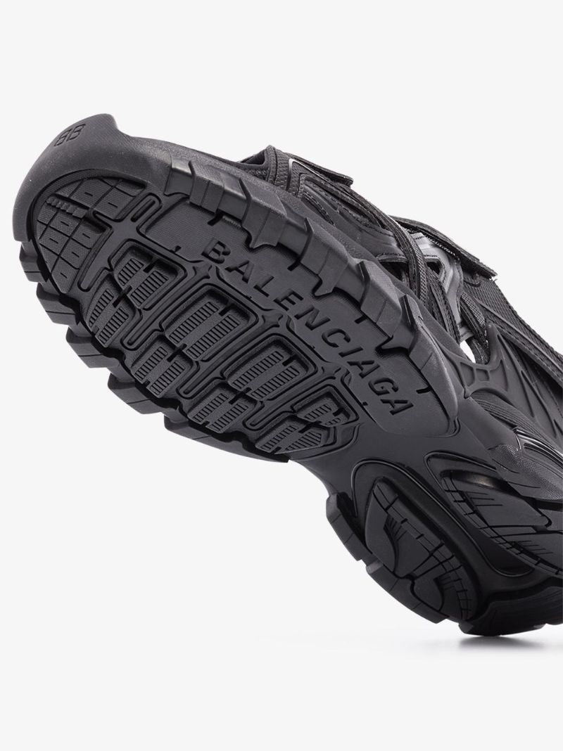 Black Track Leather Sandals
