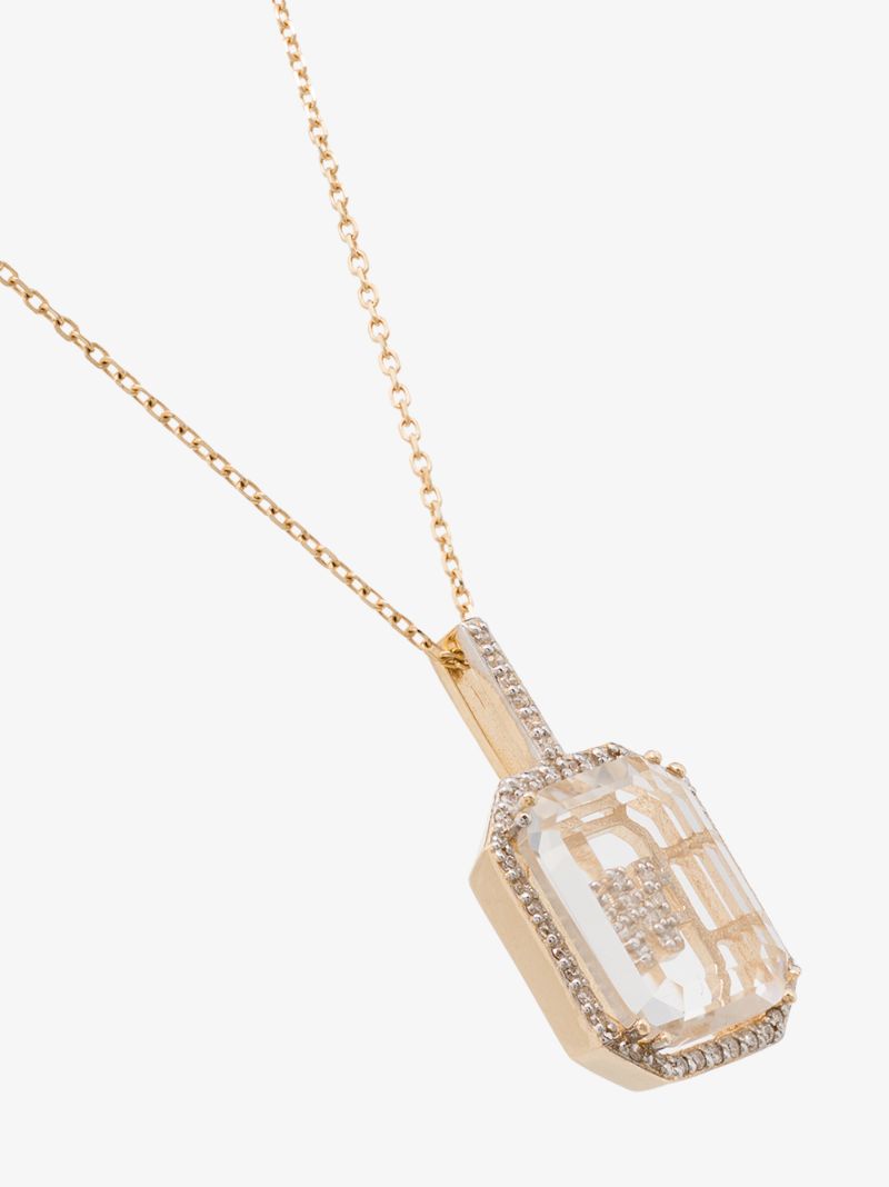14k Yellow Gold W Initial Diamond Necklace
