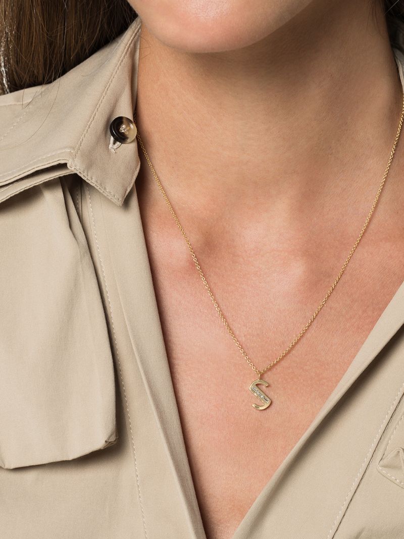 18k Yellow Gold Large S Diamond Pendant