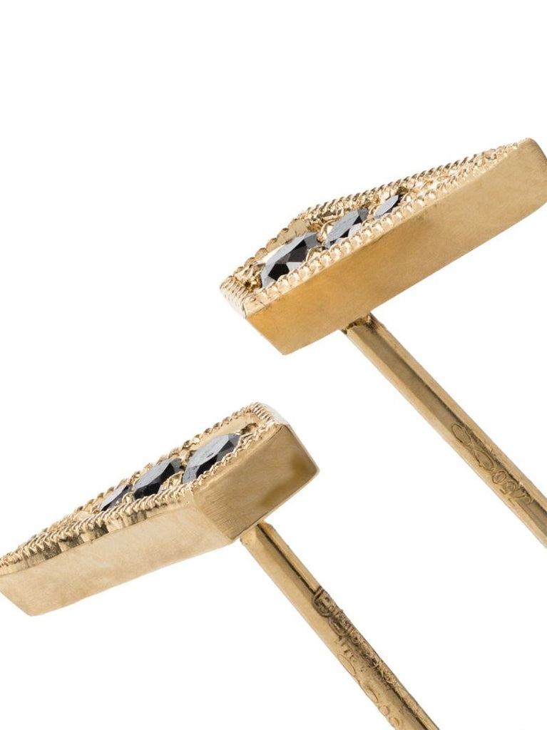 18k Yellow Gold Kite Black Diamond Stud Earrings