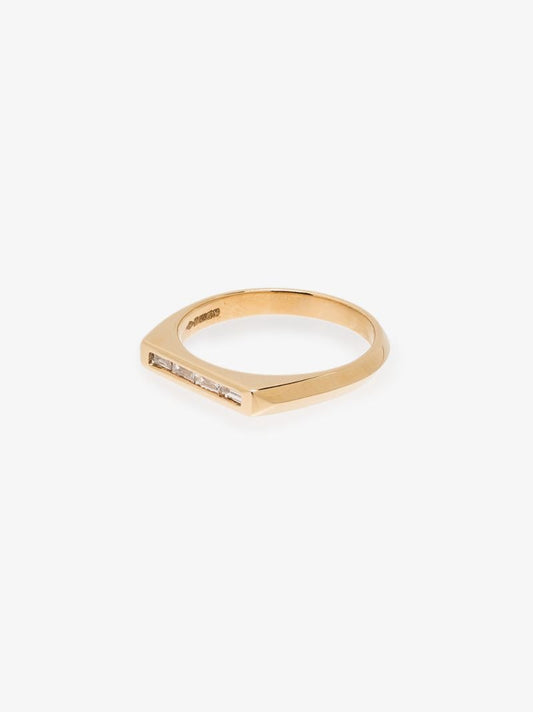 18k Yellow Gold Knife Edge Diamond Ring