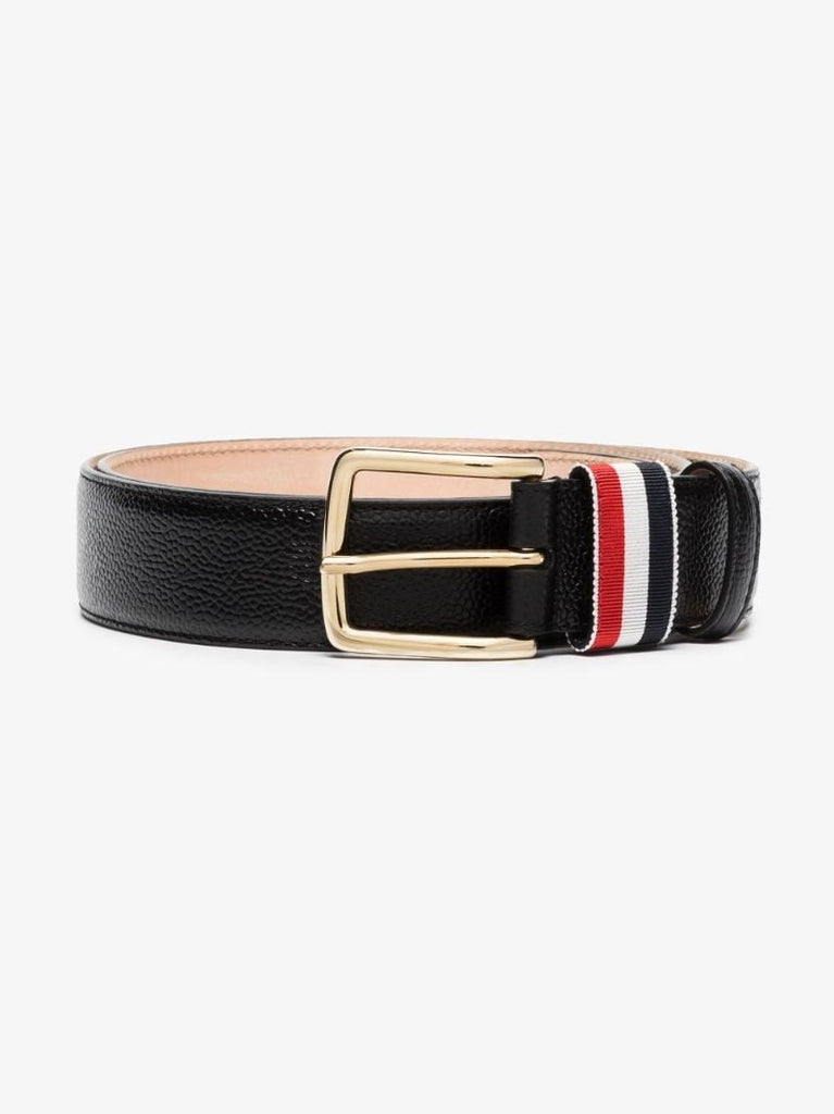 Black 35 Stripe Loop Leather Belt