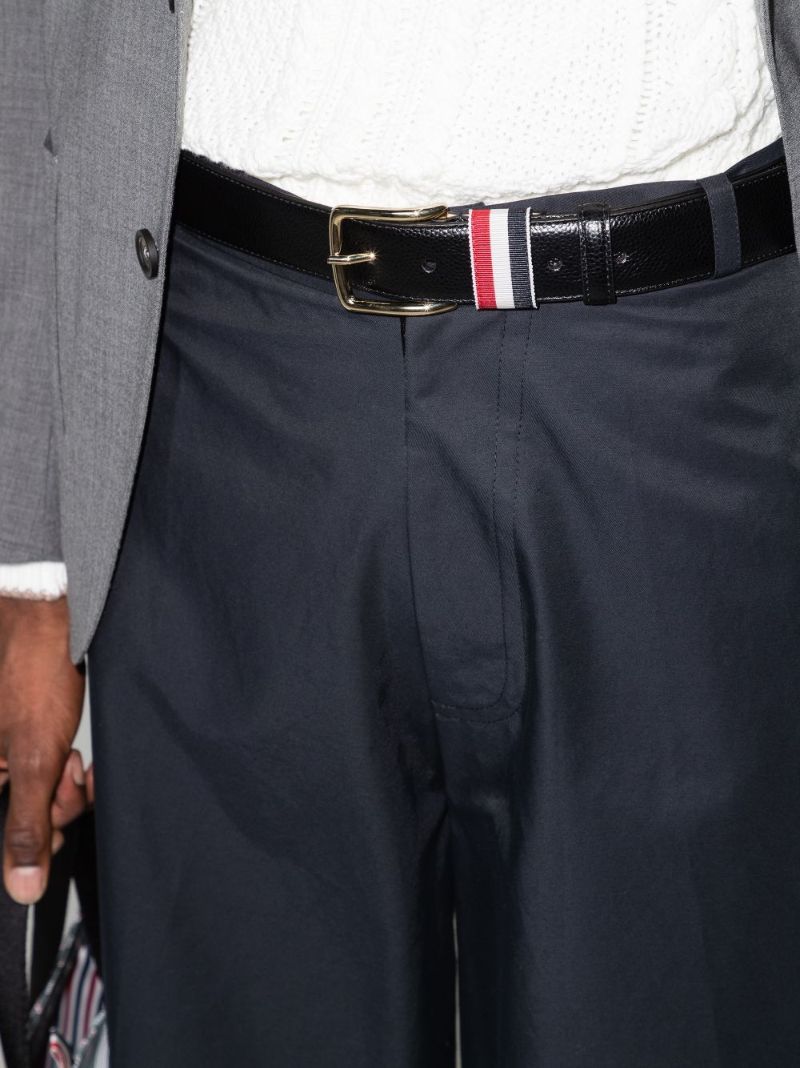Black 35 Stripe Loop Leather Belt