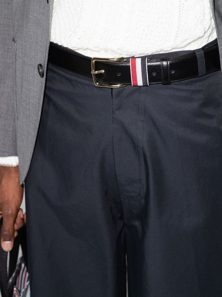 Black 35 Stripe Loop Leather Belt