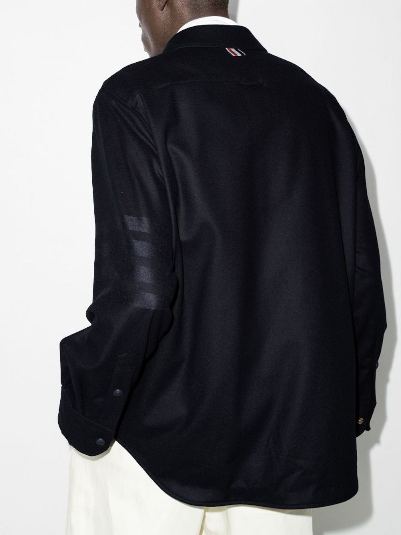 4-bar Stripe Press Stud Overshirt