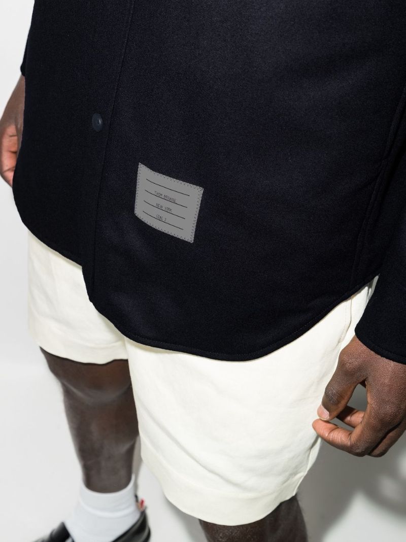 4-bar Stripe Press Stud Overshirt