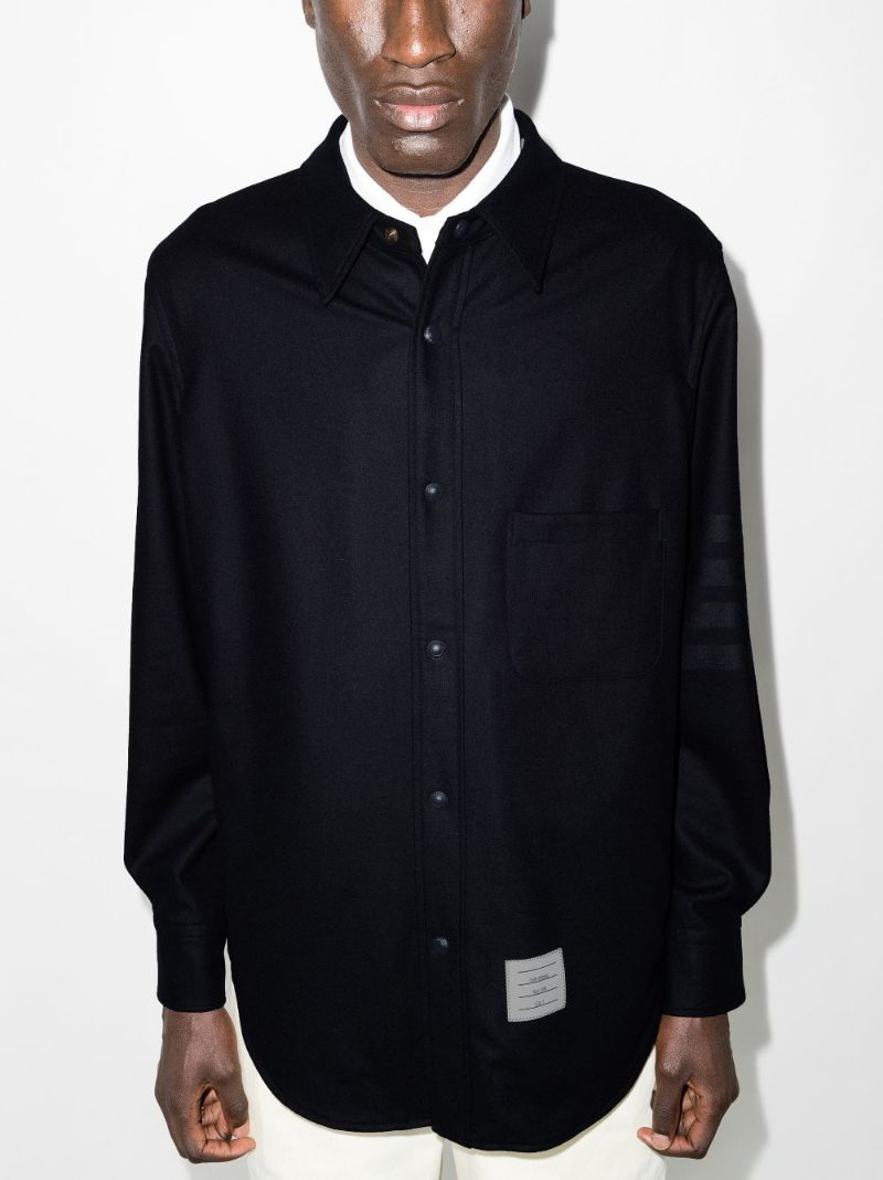 4-bar Stripe Press Stud Overshirt