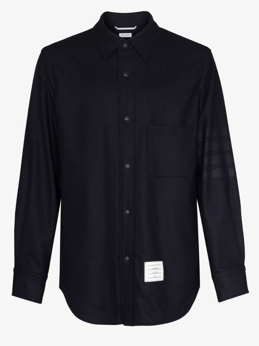 4-bar Stripe Press Stud Overshirt