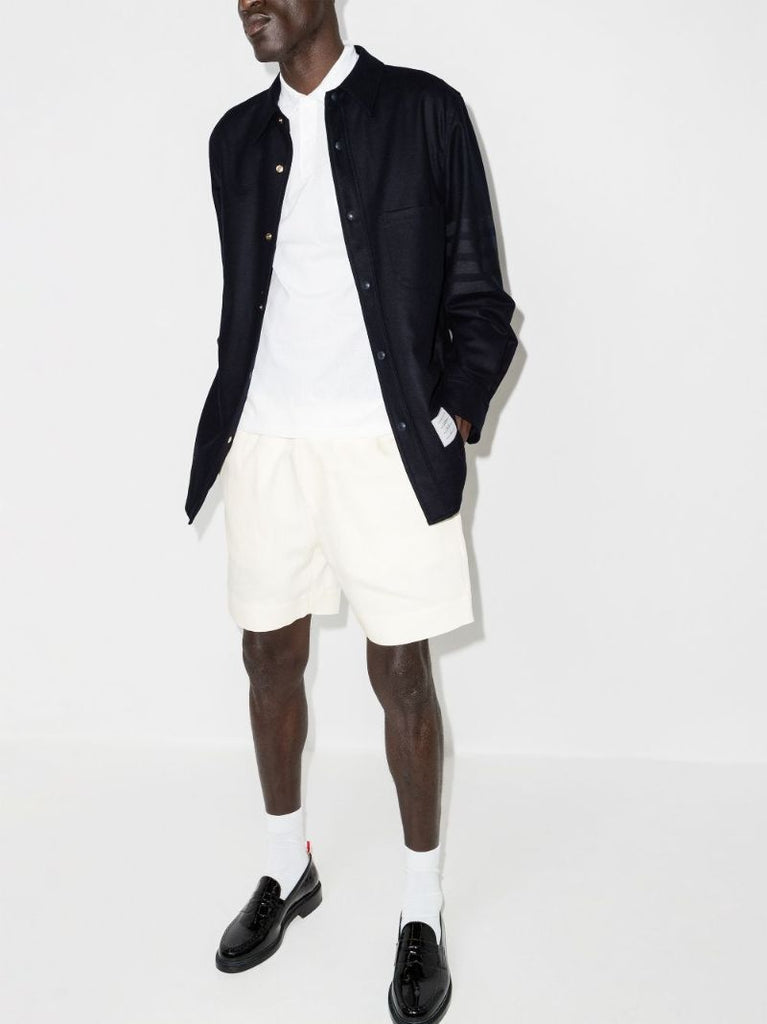 4-bar Stripe Press Stud Overshirt